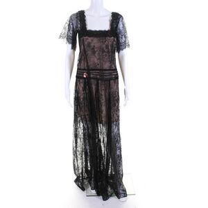Twinset Womens Lace Short Sleeve Maxi Dress Black Size IT 42 LL19LL